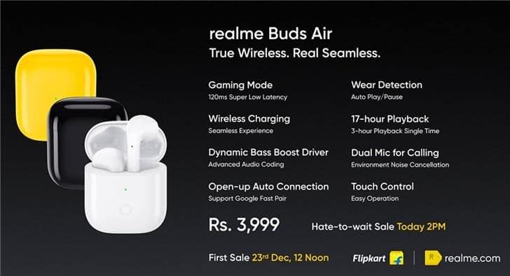 Realme Buds Air True Wireless Headset Officially Debuted in India