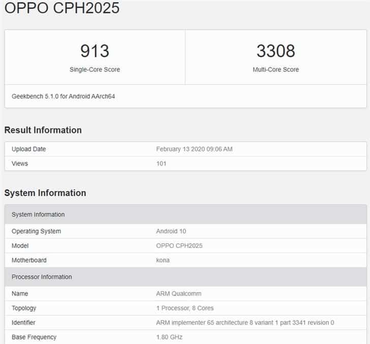 Oppo Find X2 Surfaces on GeekBench with 12GB RAM and SD 865 SoC