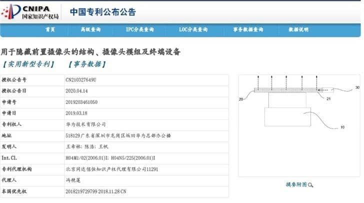 Huawei Applied For An Under-Screen Camera Patent