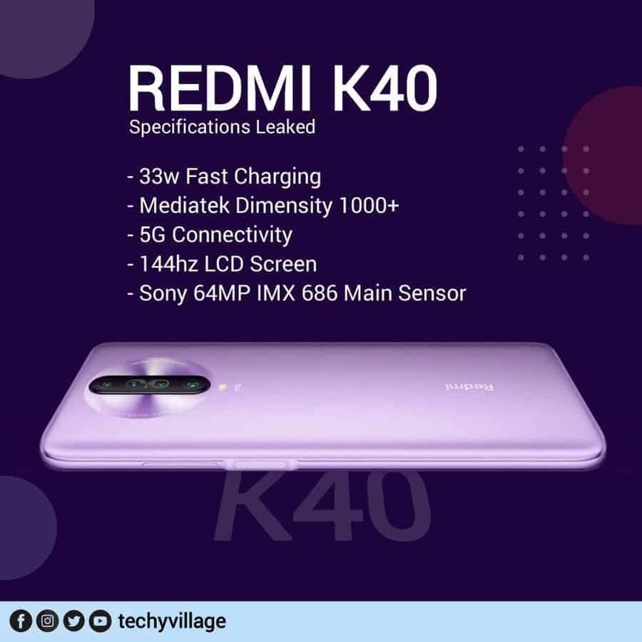 Redmi K40 Key Features Leaked, Coming With Dimensity 1000+