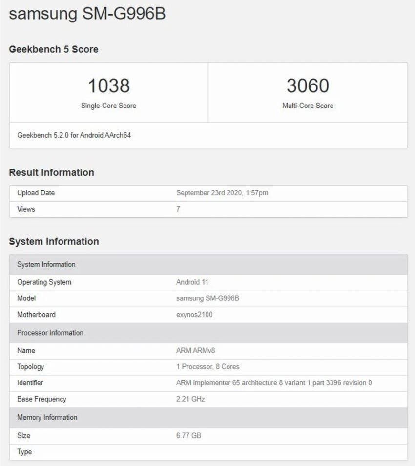 Samsung Galaxy S21 Appeared on GeekBench With Disappointing Scores