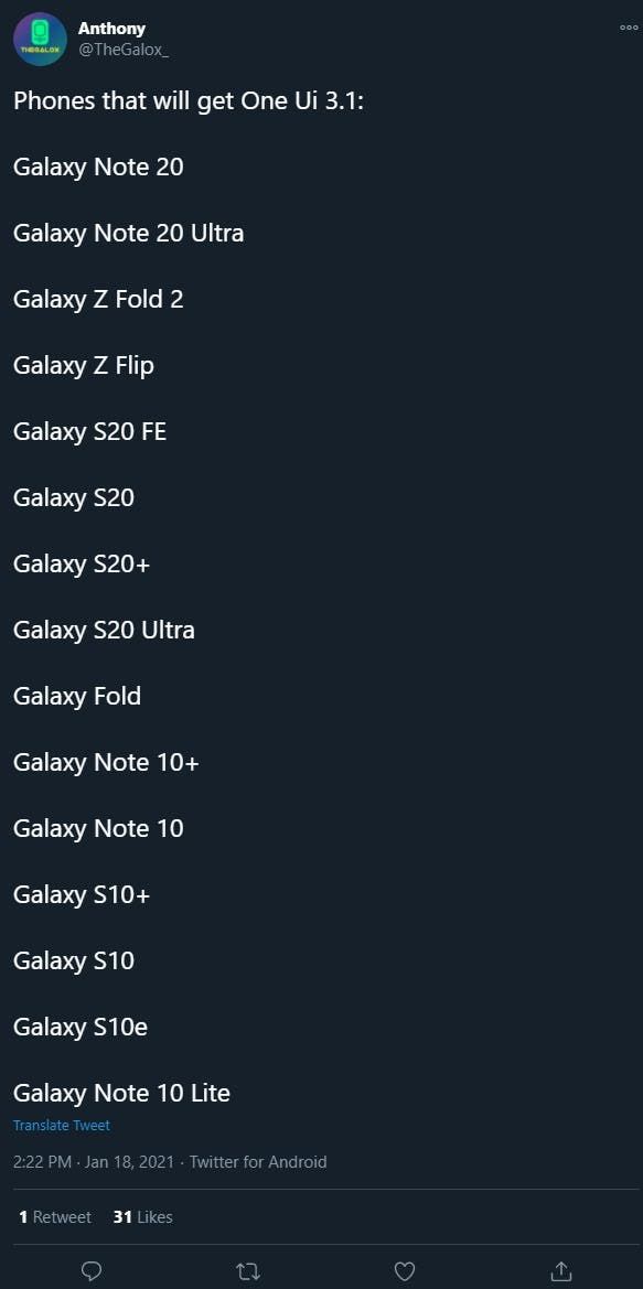 15 Samsung smartphones will soon get OneUI 3.1 based on Android 11