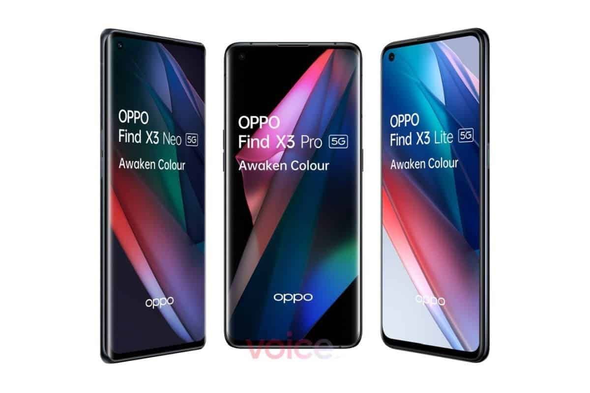 OPPO Find X3 Pro, Neo And Lite Appeared In A Rendering