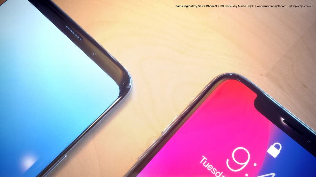 Samsung Galaxy S9 vs iPhone X: Comparing 3D Renderings
