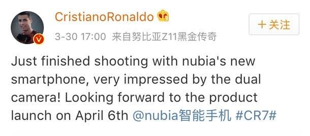 Cristiano Ronaldo Leaks Launch Date Of Dual Camera Nubia Z17