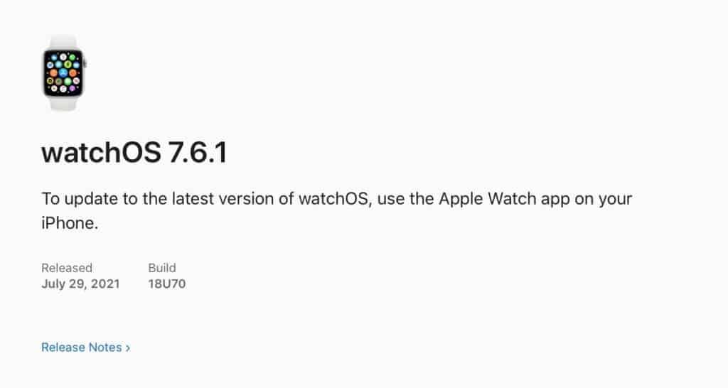 Apple rolls out new watchOS 7.6.1 update with security fixes