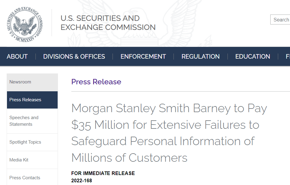 Morgan Stanley was fined $35 million for failing to protect user information