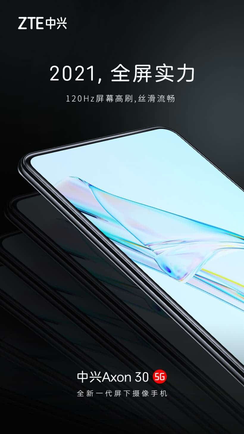 ZTE Axon 30 With Under-Screen Camera To Sport 120Hz Screen