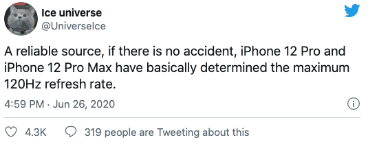 iPhone 12 Pro/ Pro Max Will Support 120Hz Refresh Rate Screen