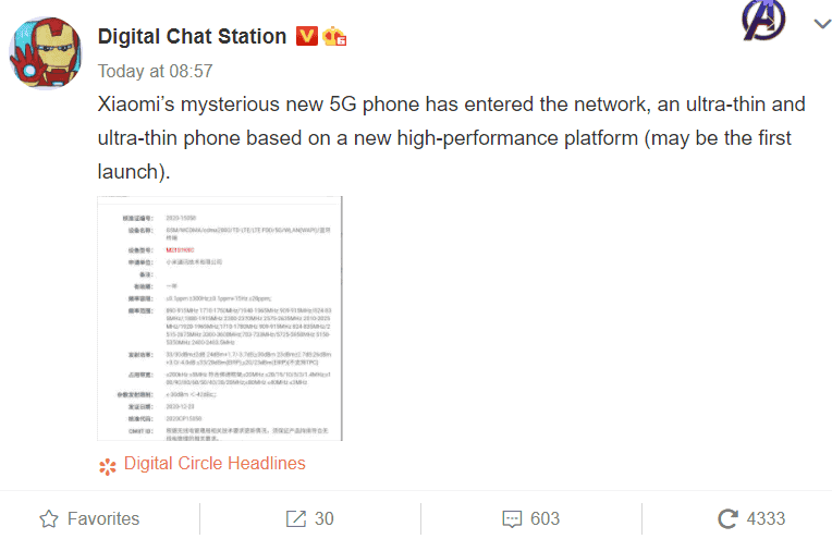 Mysterious Xiaomi 5G ultra-thin phone gets radio certification