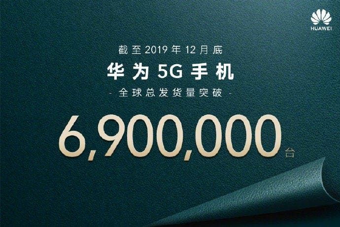 Huawei shipped over 6.9 million 5G smartphones in 2019