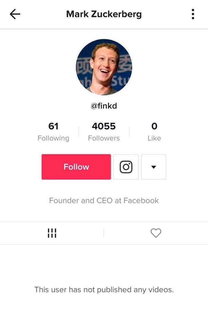 Mark Zuckerberg has created a TikTok account in secret