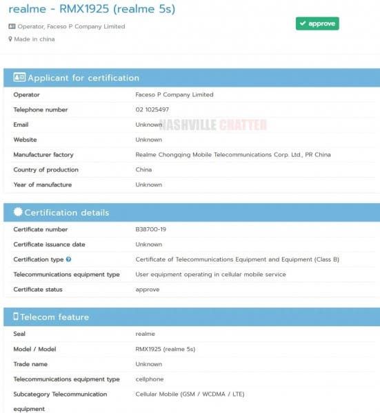 Realme 5s could be launching soon, bags NBTC approval