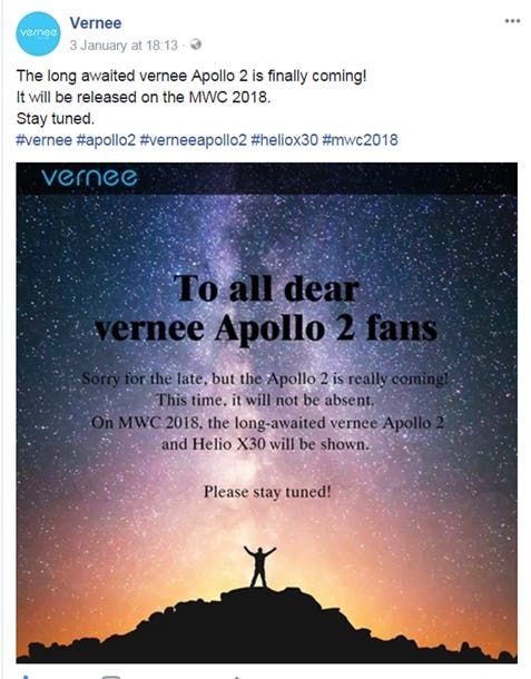 Vernee Apollo 2 coming with all-screen design and Helio X30