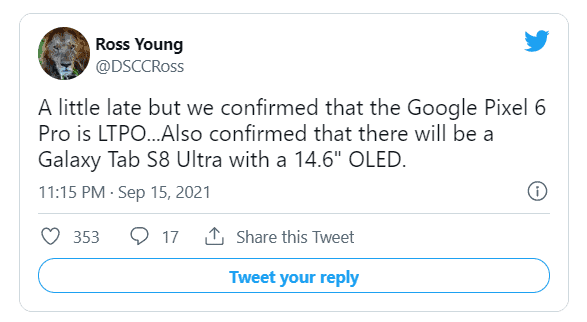 Google Pixel 6 Pro to use Samsung E5 LTPO OLED screen