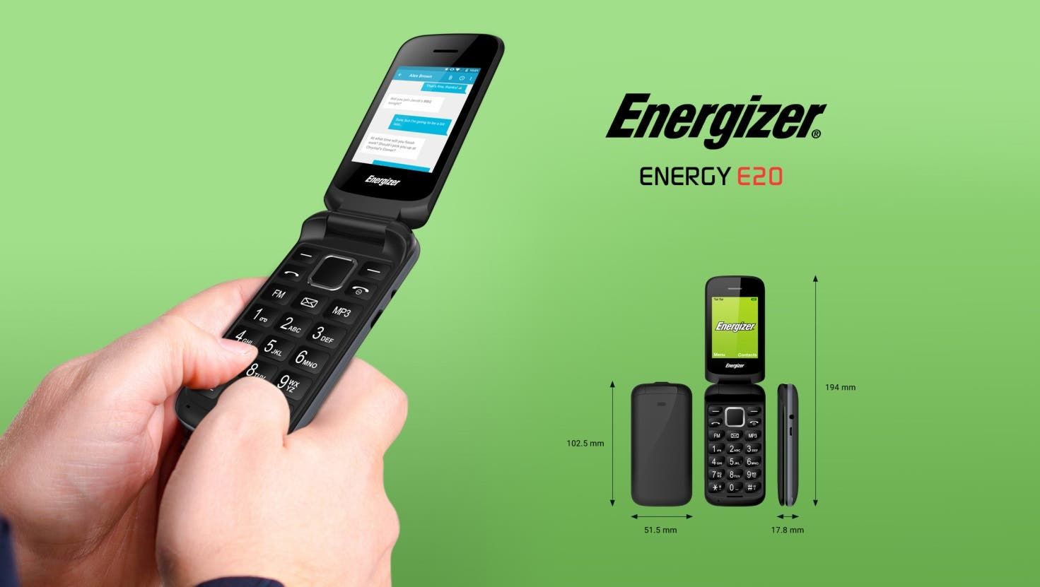 Energizer® ENERGY E20 - The Ergonomic & Easy To Use Flip Phone