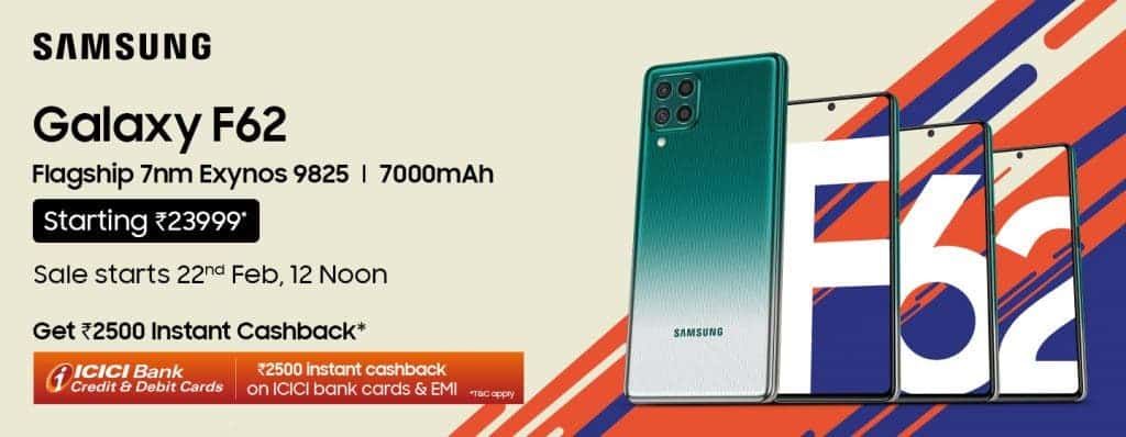 Galaxy F62 with 7000 mAh battery launched in India