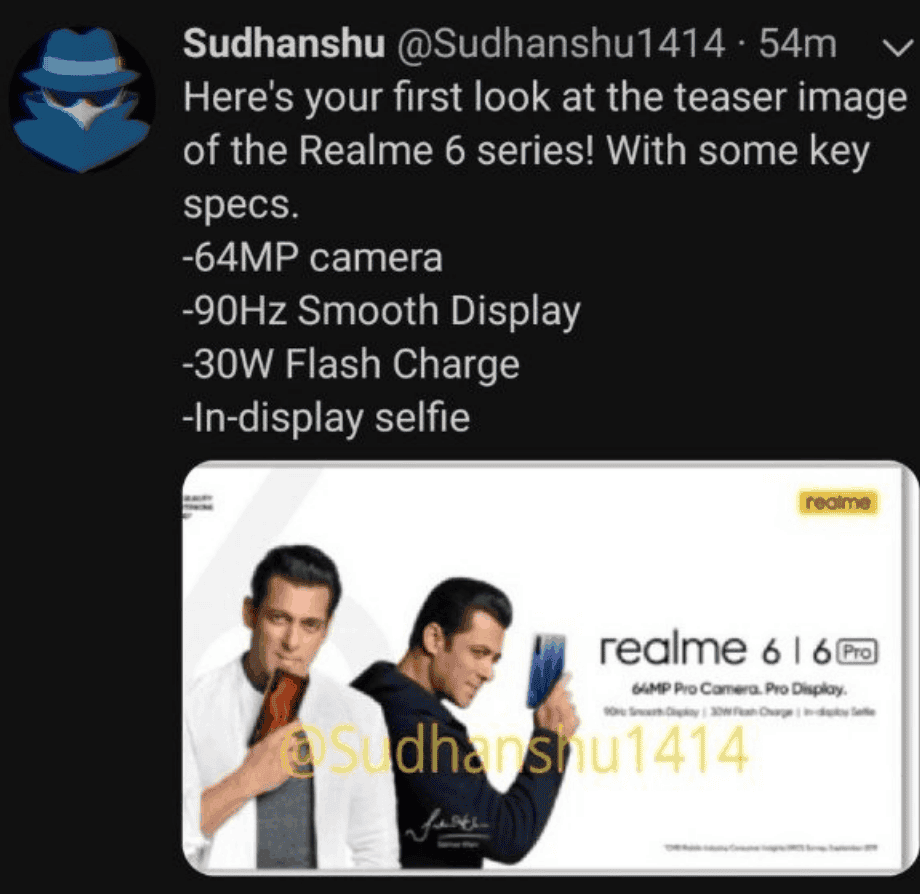 Realme 6 and 6 Pro will be presented on March 5th with a 64MP main sensor