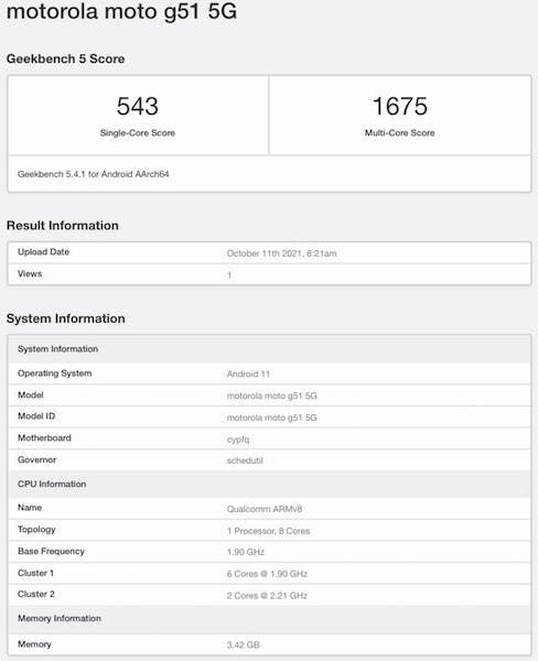 Motorola G51 5G smartphone will receive a Snapdragon 750G chip
