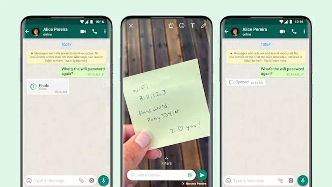 WhatsApp messenger now has the ability to send disappearing images