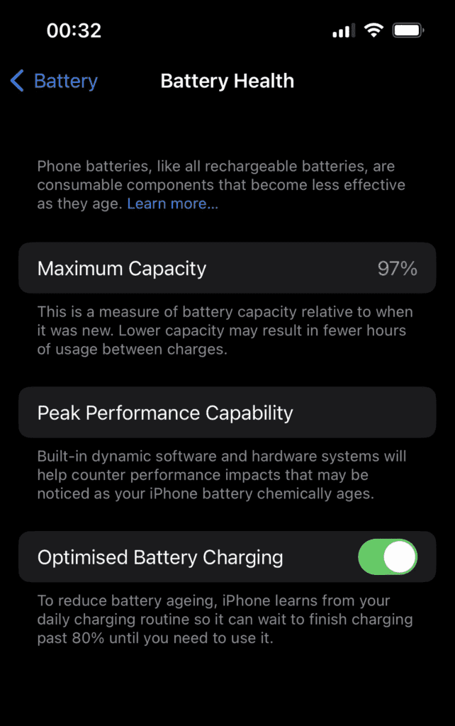 iPhone 13 Pro updates iOS 16 - battery health drops by 3% instantly