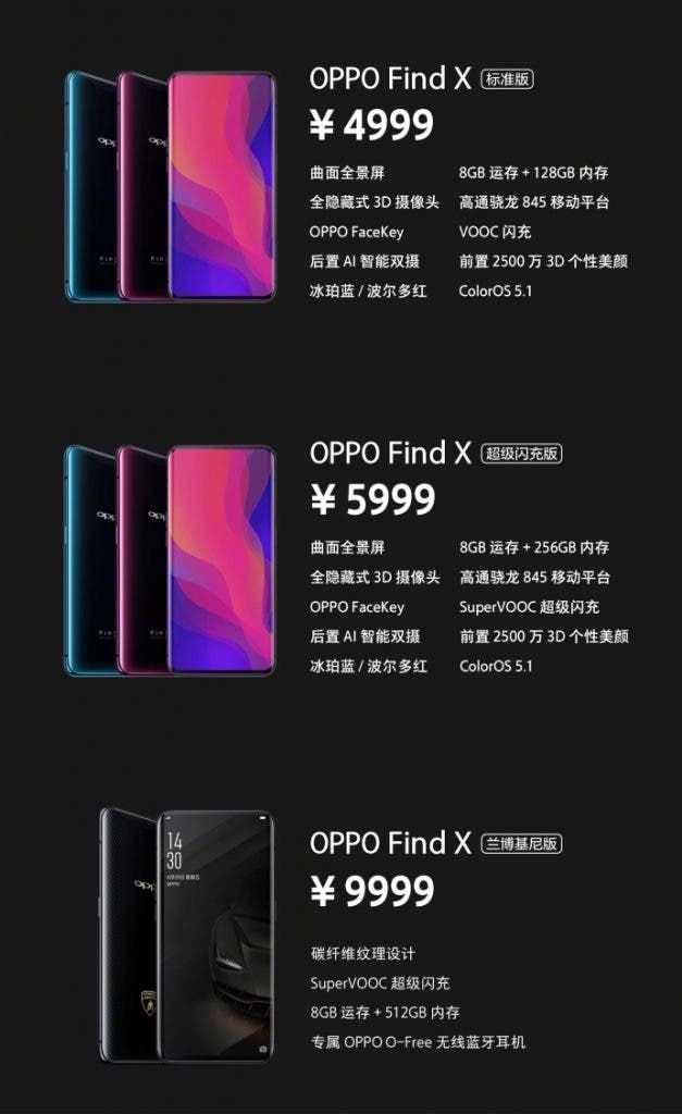 Price And Availability Of All Versions Of OPPO Find X Announced