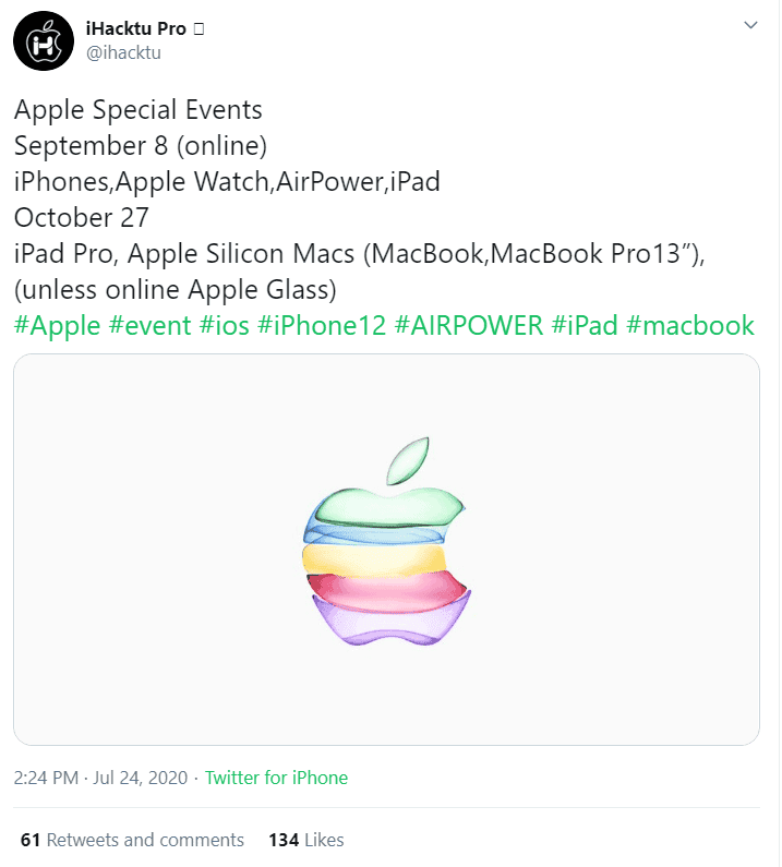 iPhone 12 series to arrive on September 8th