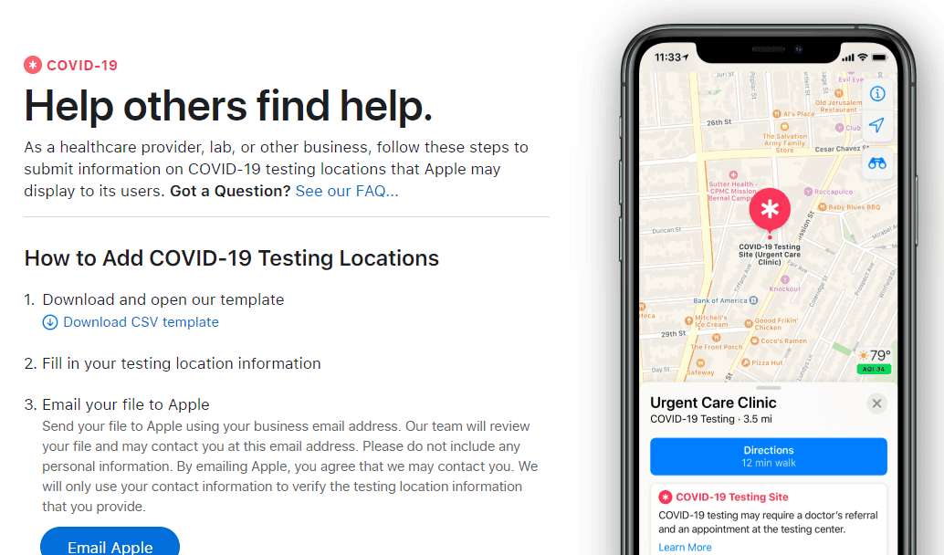 Apple Maps will show COVID-19 testing locations soon