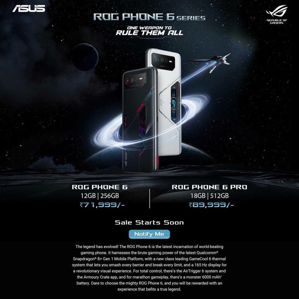 Asus ROG Phone 6 Series Launched In India, Where To Buy