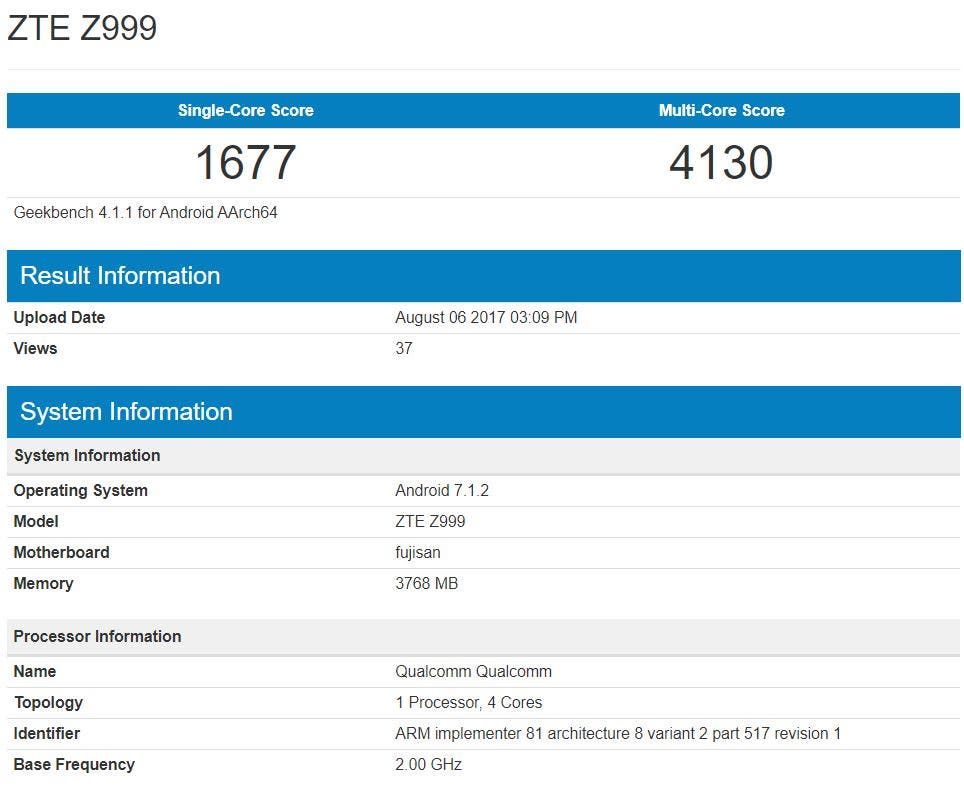 Foldable ZTE Axon M appears on Geekbench