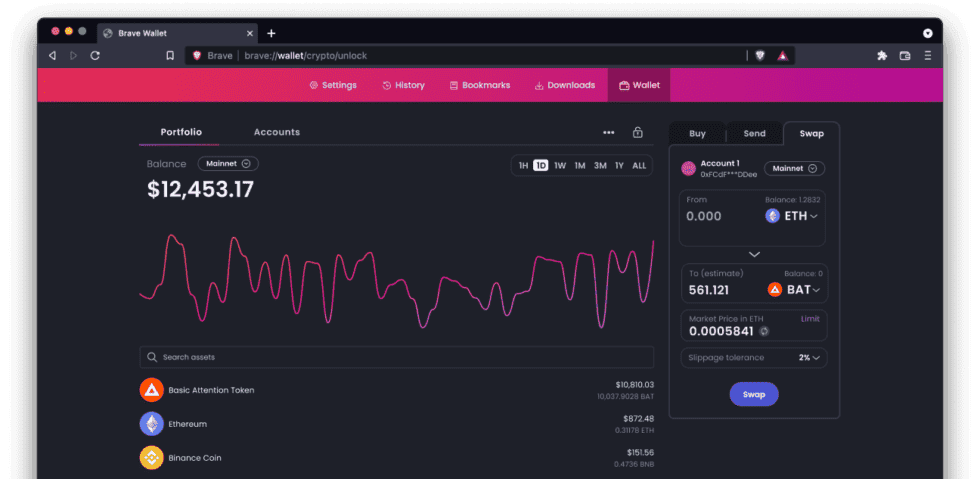 Brave Browser Now Allows Storing and Tracking Your Crypto Portfolio