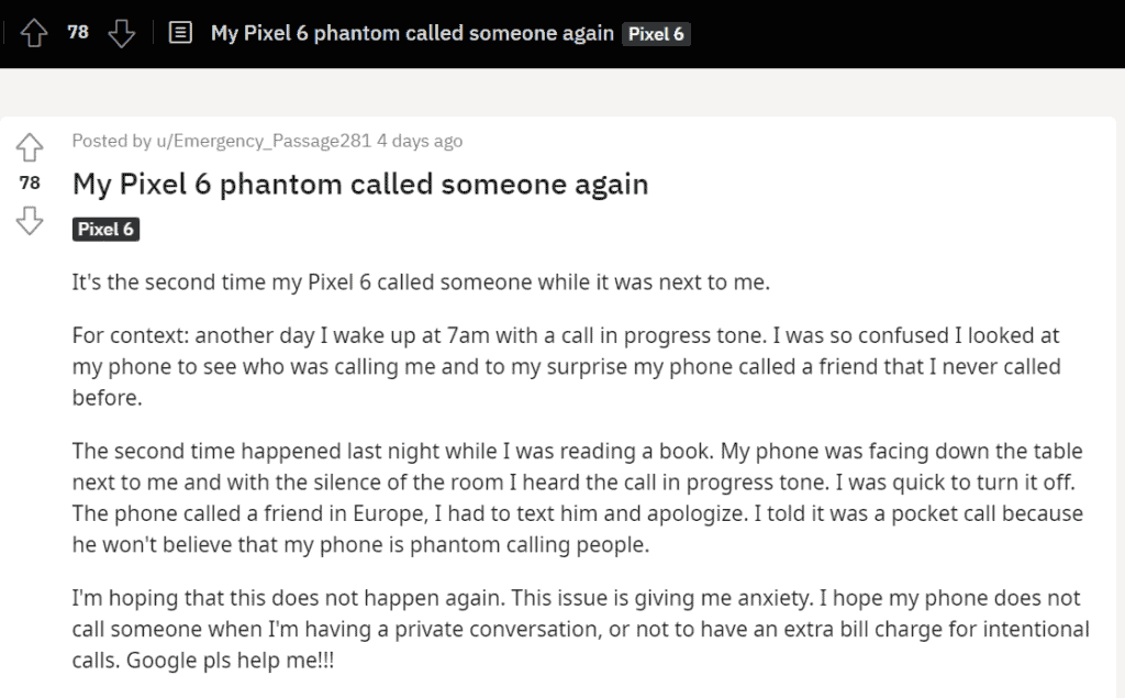 Google Pixel 6 bug initiates random calls
