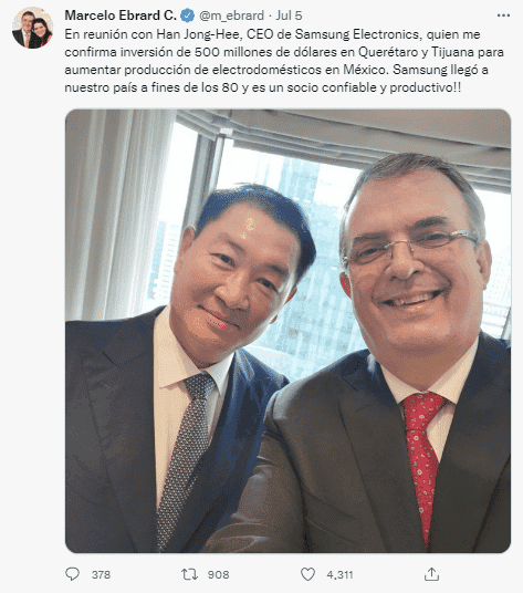 Samsung announces $500 million investment in Mexico