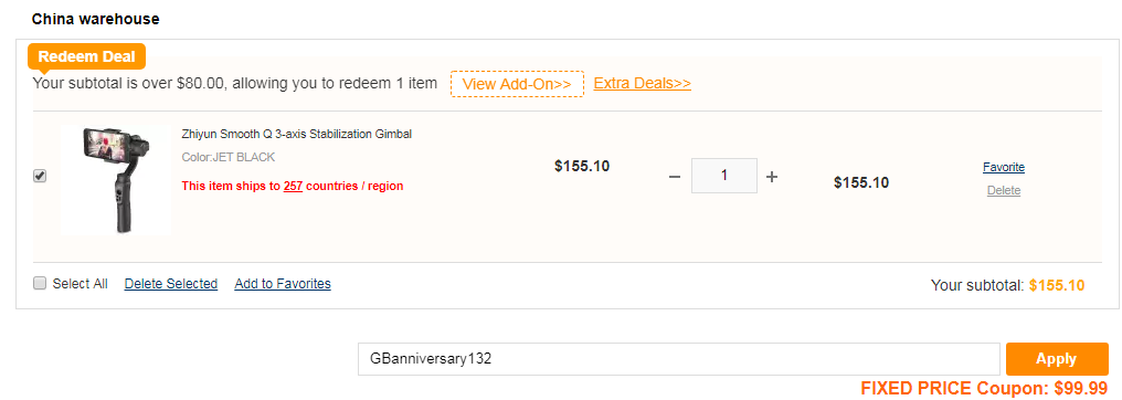 Zhiyun Smooth Q 3-axis Stabilization Gimbal at $99.99 [Coupon]
