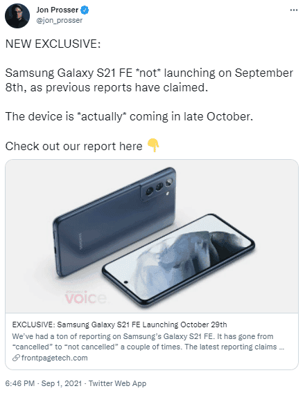 Samsung Galaxy S21 FE to officially arrive on Sept. 8th? [UPDATE]