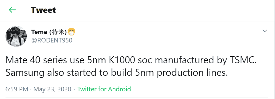 Huawei Mate 40 series to use TSMC's 5nm Kirin 1000 SoC