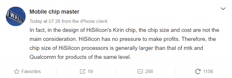 Huawei Kirin 1020 5nm chip is larger and more expensive than Apple A14