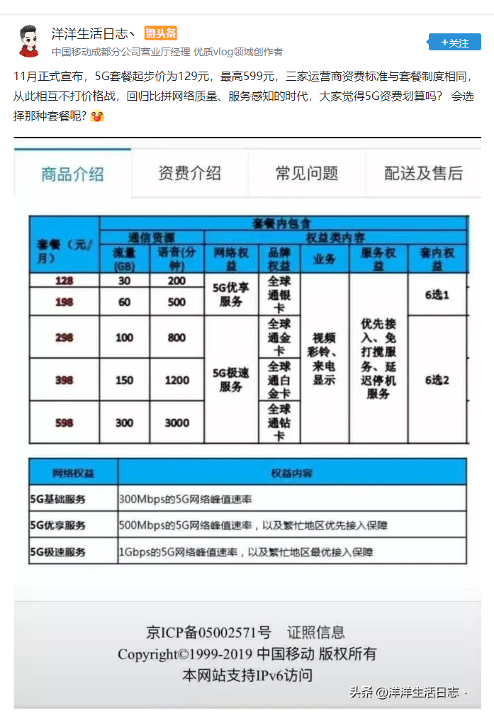 China Mobile 5G package may start from 128 yuan ($18)