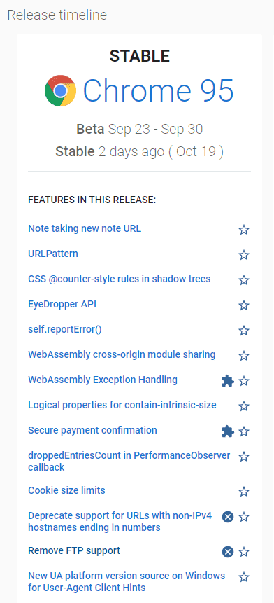Google Chrome 95 desktop browser stable version released