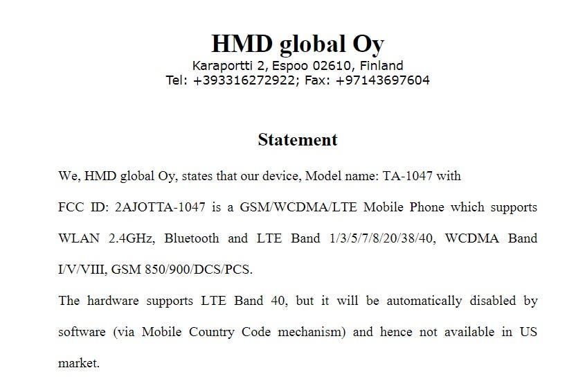 NOKIA TA-1047 goes through FCC, not intended for the US though!