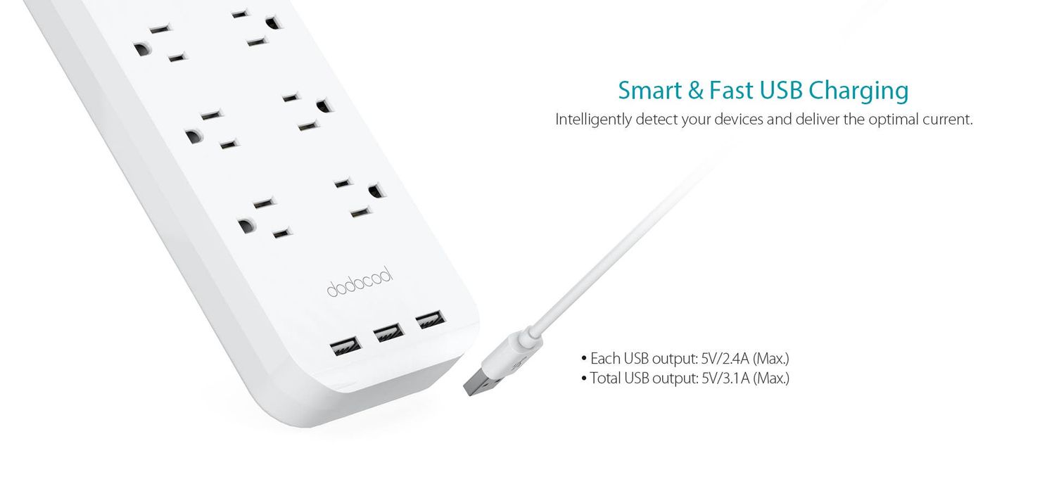 Dodocool DC42 Smart 8-Outlet with 3-Port USB Charger now on Sale