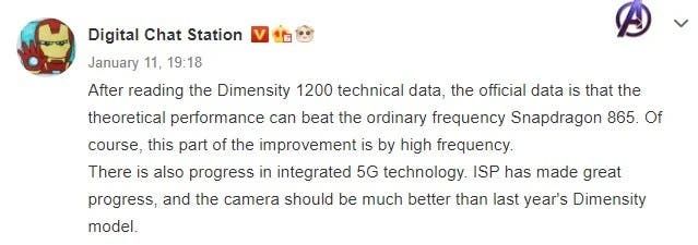 The upcoming Dimensity 1200 SoC will outperform the Snapdragon 865