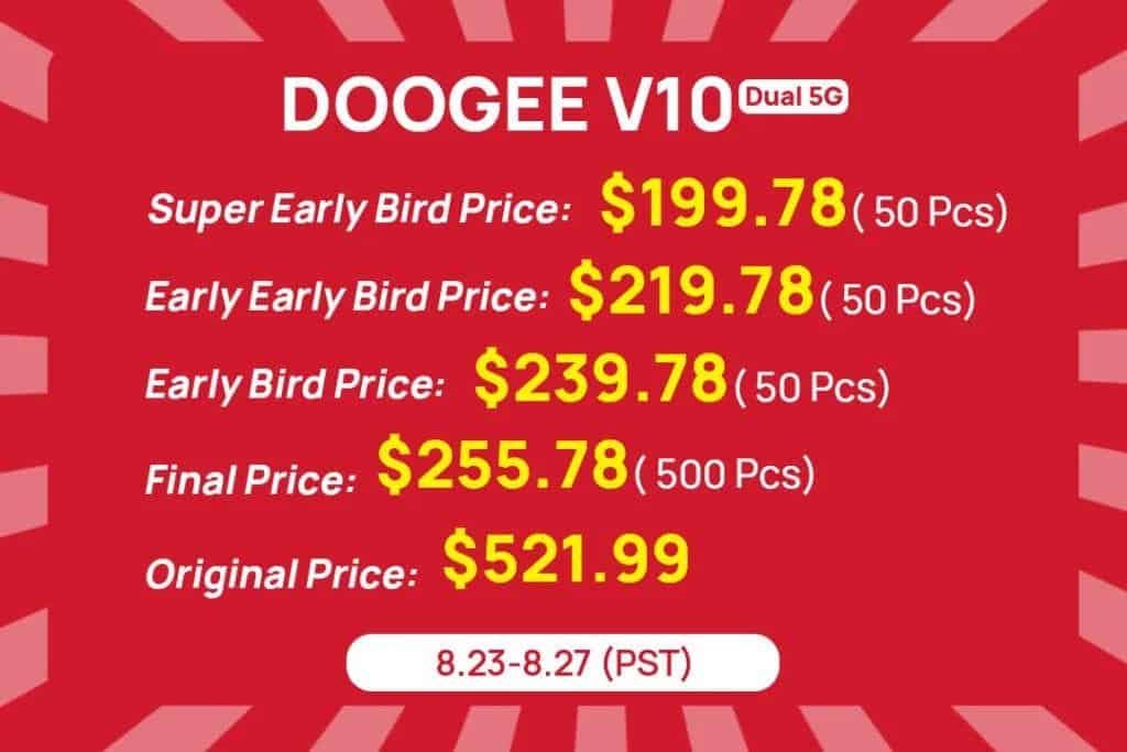 Doogee V10 5G To Go Up For Sale With A 60% Discount From August 23