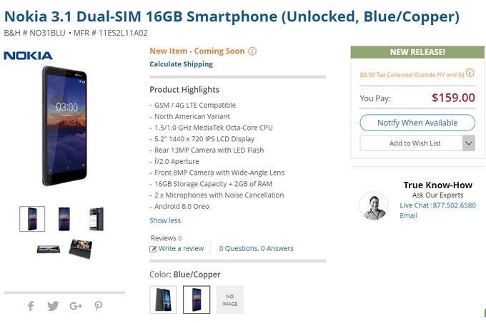 HMD to launch Dual-SIM Nokia 3.1 in the United States soon