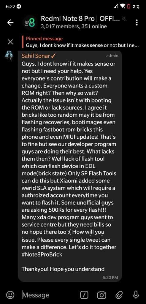 Redmi Note 8 Pro owners and developers are suffering with bricked devices