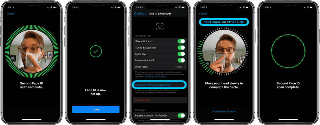 How to use an iPhone Face ID while wearing a mask or glasses