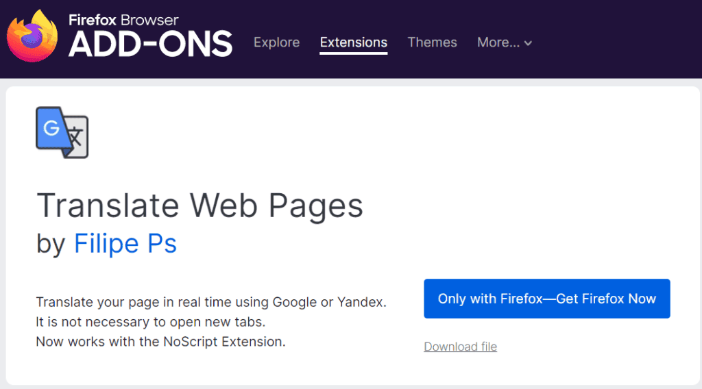 Firefox finally gets its own native translation function