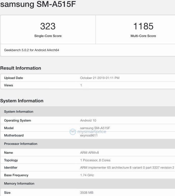 Samsung Galaxy A51 appears on Geekbench with Android 10