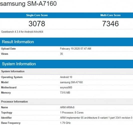 Samsung Galaxy A71 5G spotted on Geekbench listing, reveals performance and configuration