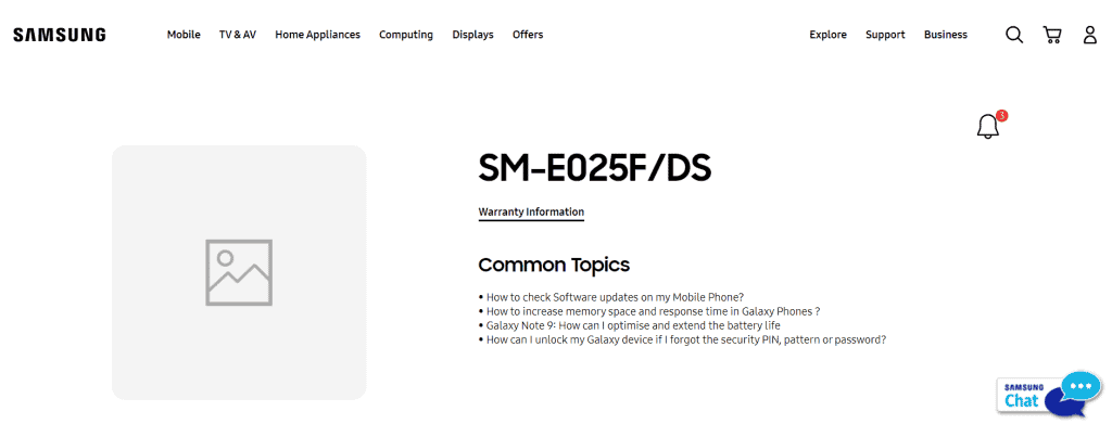 Samsung Galaxy E02 surfaces on India support page